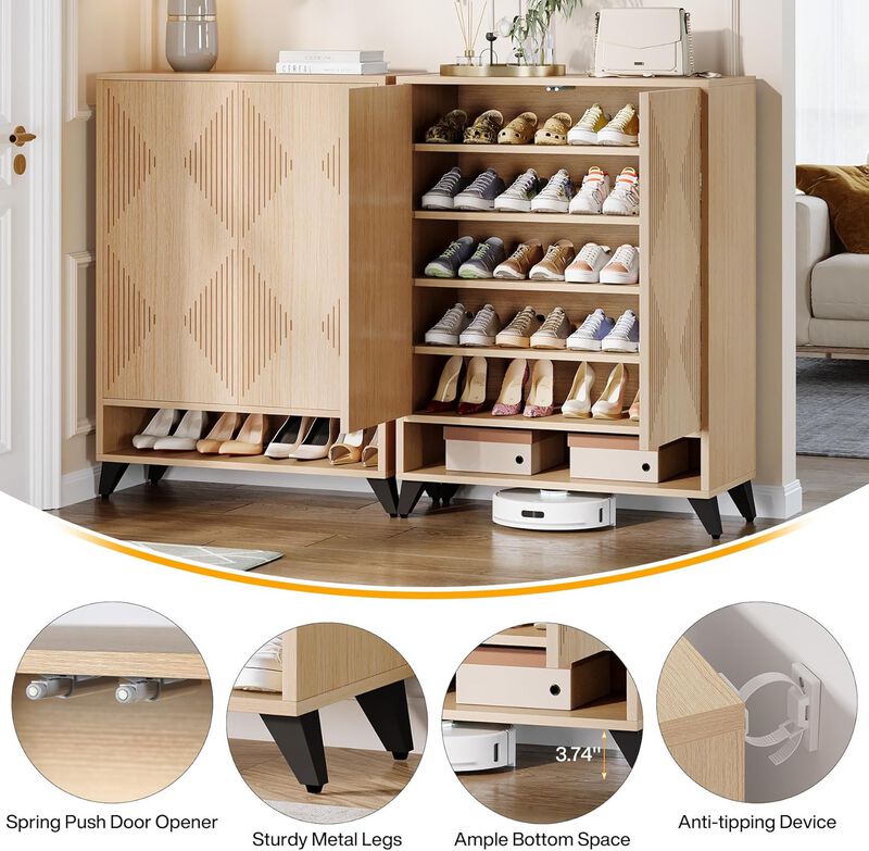 Entryway Natural Shoe Cabinet For Storage image number 2