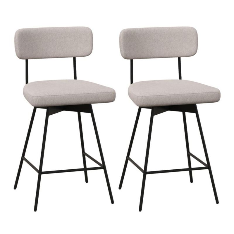 Hivvago 25 Inch 2-Piece Modern Upholstered Bar Stools with Back and Footrests