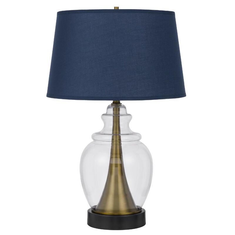 Hivvago 30" Black Metal Urn Table Lamp With Navy Blue Empire Shade