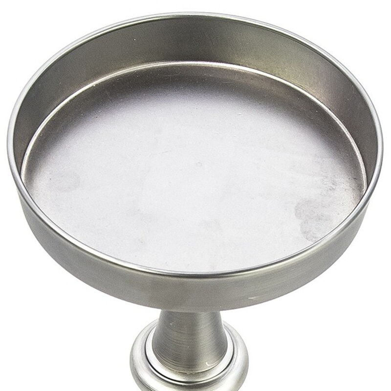 Hivvago Brushed Silver Finish Drink Size Accent Table