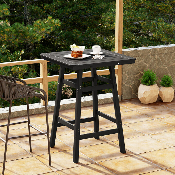 WestinTrends Square Outdoor Patio Bistro Bar Table With Umbrella Hole