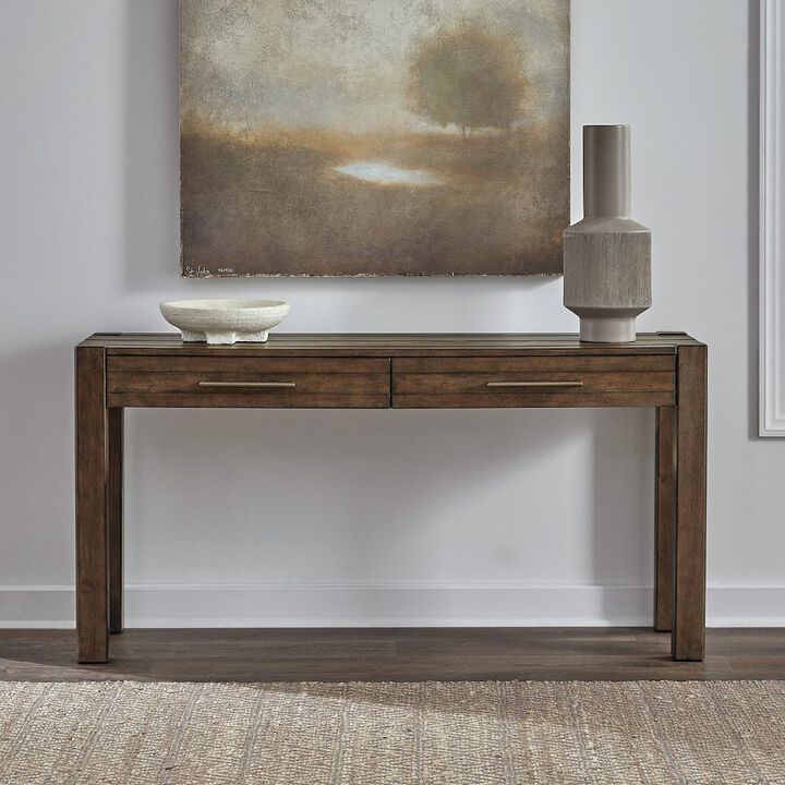 Liberty Furniture Broadmore Living Room Console Table - Cobblestone Brown