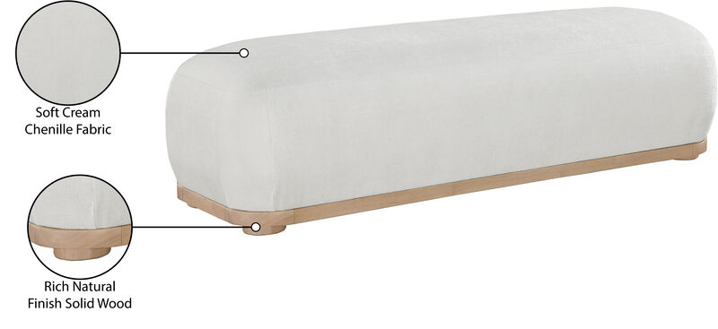 Meridian Furniture Calum Cream Chenille Fabric Bench
