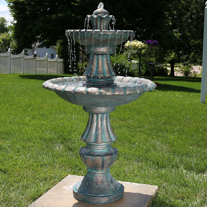 Sunnydaze Nouveau Tiered Polyresin Outdoor 2-Tier Water Fountain