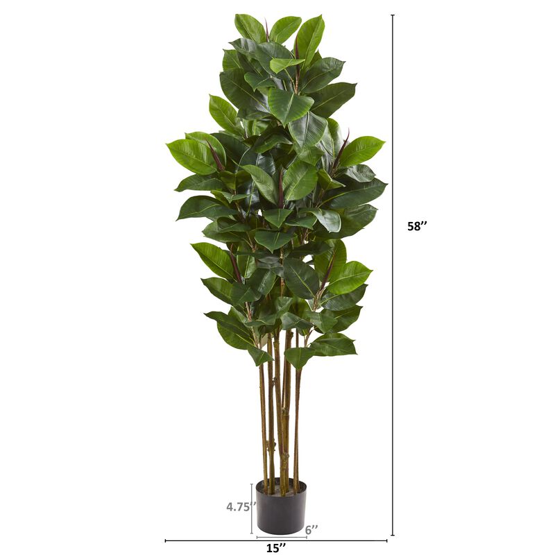 Hivvago 58 Inches Rubber Leaf Artificial Tree