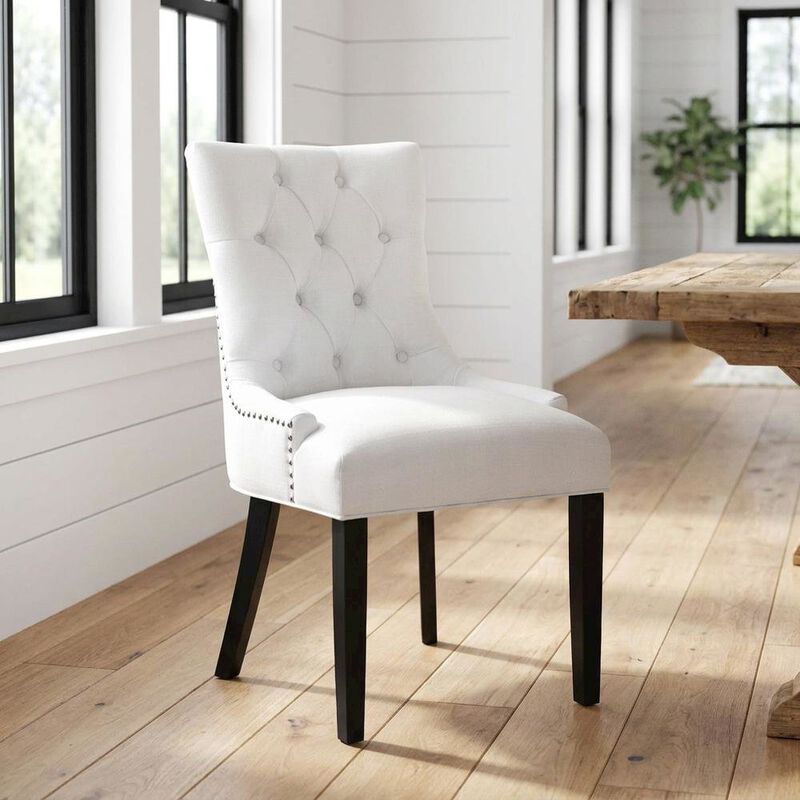 Tufted Upholstered Fabric Dining Chair for Kitchen and Dining Room, Beige image number 4