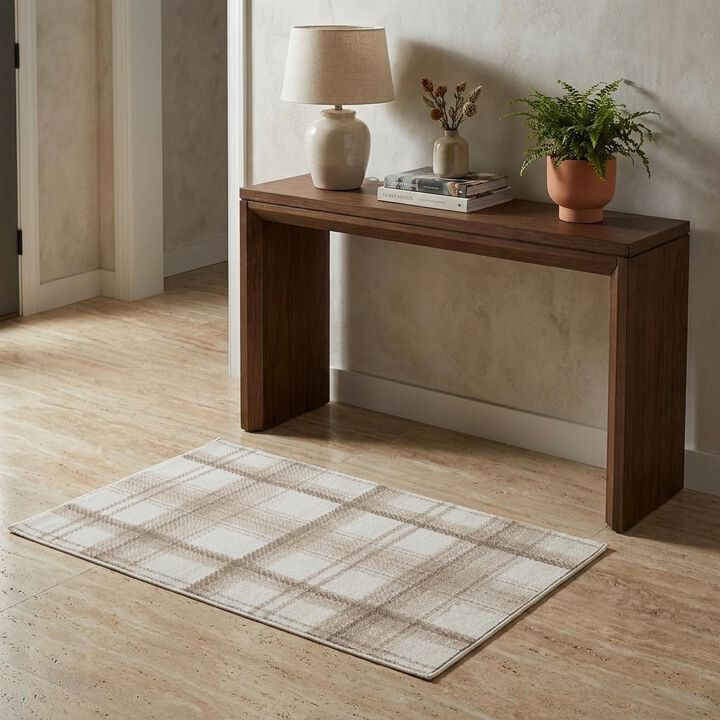HomeRoots Plaid Power Loom Area Rug