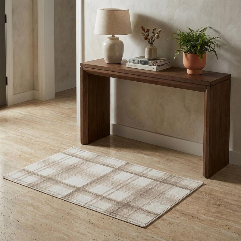 HomeRoots Plaid Power Loom Area Rug image number 1