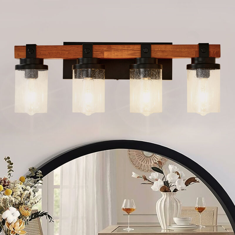 ELEMENT ACE 4-Light Wall Mount Lamp Fixture with Clear Glass Shade Decorative Indoor Lighting for Bathroom Vanity Dining Room Hallway Bedroom Entryway image number 1