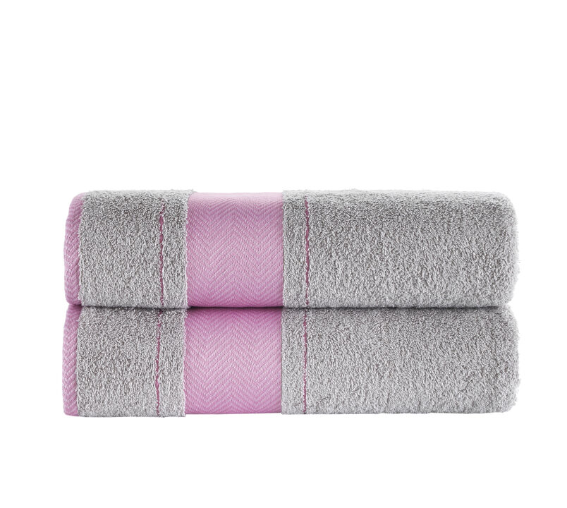 KAFTHAN Textile Fishbone Turkish Cotton Bath Towels (Set of 2)