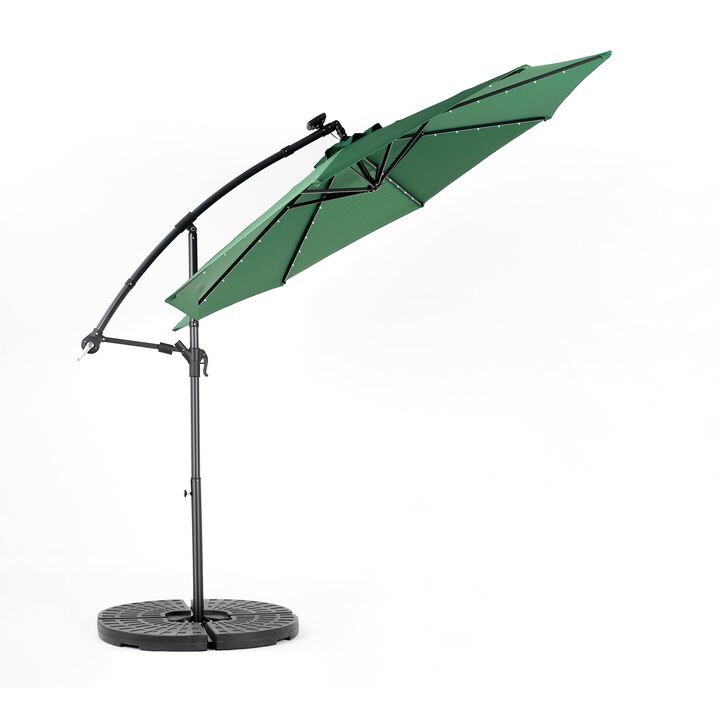 Mondawe 10ft Outdoor Market Patio Umbrella, Solar LED Offset Hanging Parasol