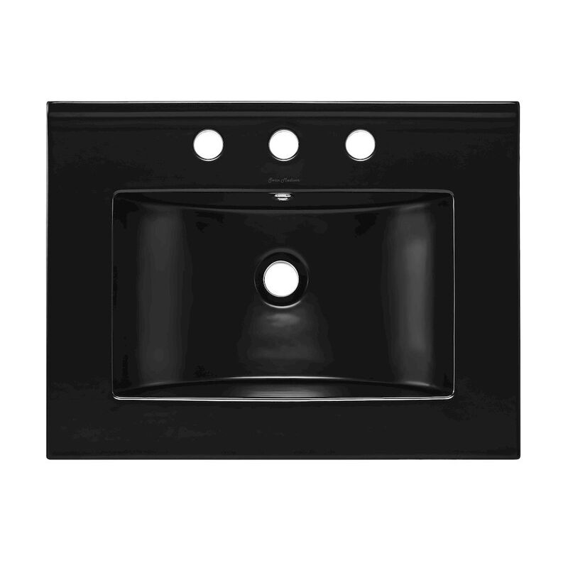 24" 3-Hole Widespread Vanity Sink Top in Glossy Black image number 0