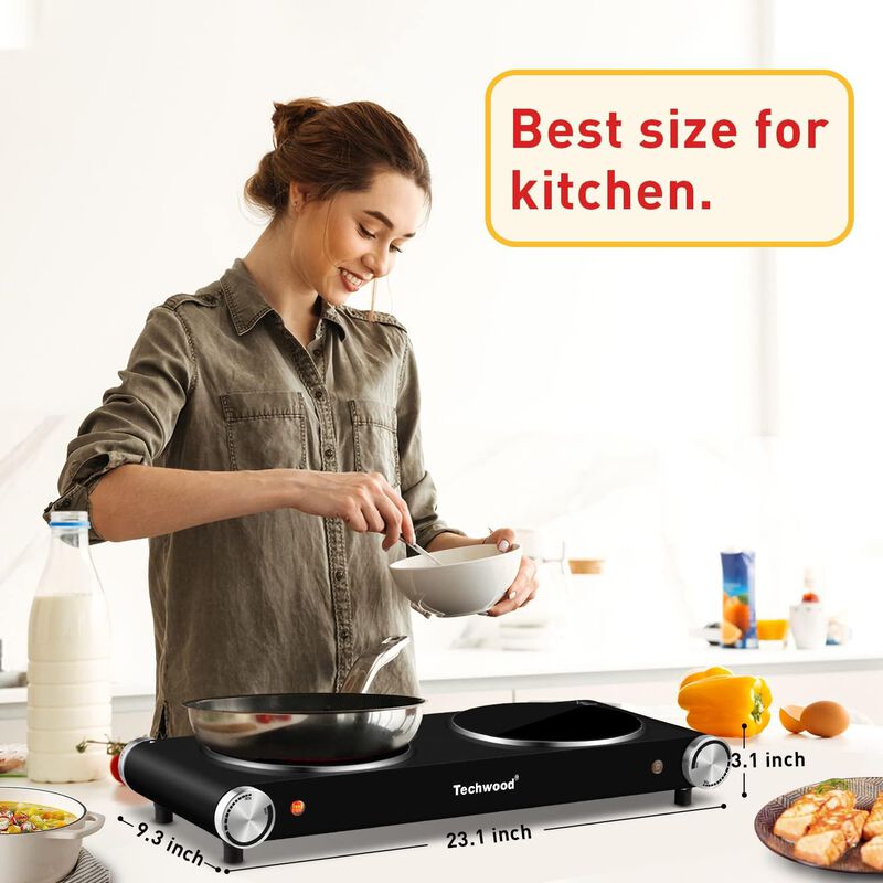 1800W Electric Hot Plate Cooktop with 2 Burners image number 4