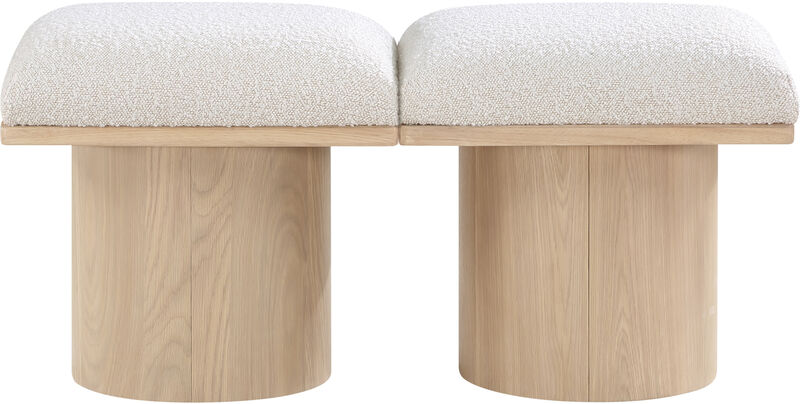 Meridian Furniture Pavilion Cream Boucle Fabric Bench