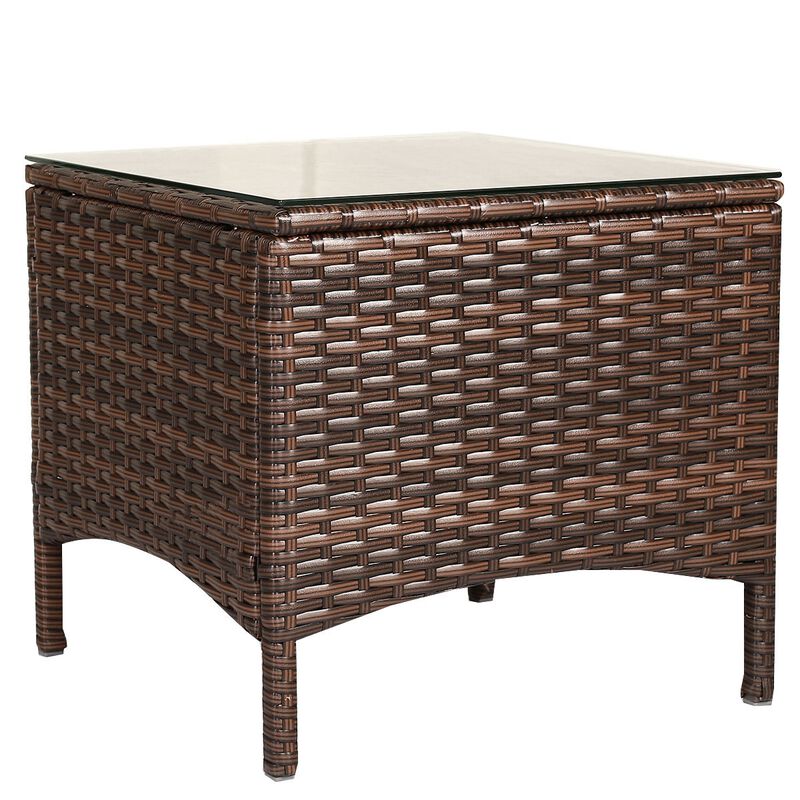 5-Piece Patio Rattan Sofa and Ottoman Set with Cushions, Stylish Outdoor Furniture