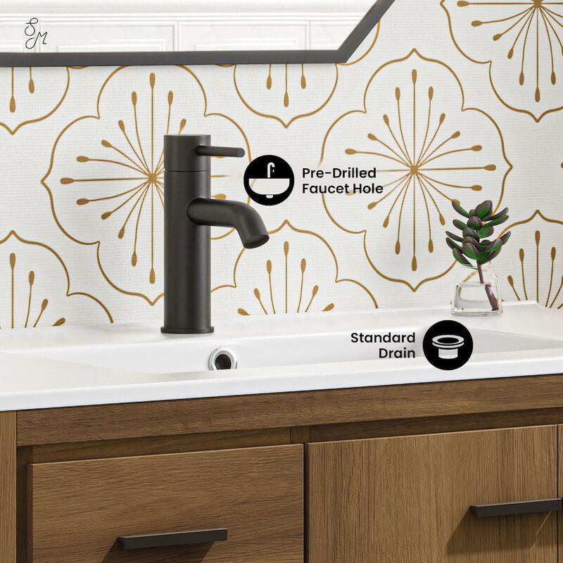 Virage 36" Freestanding Bathroom Vanity in Brown Oak with Sink Top image number 7