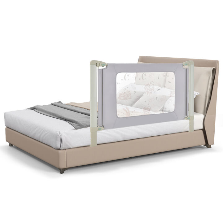 Baby Bed Guard Rail with Vertical Lifting Design and Double Lock for Kids Bed-Grey