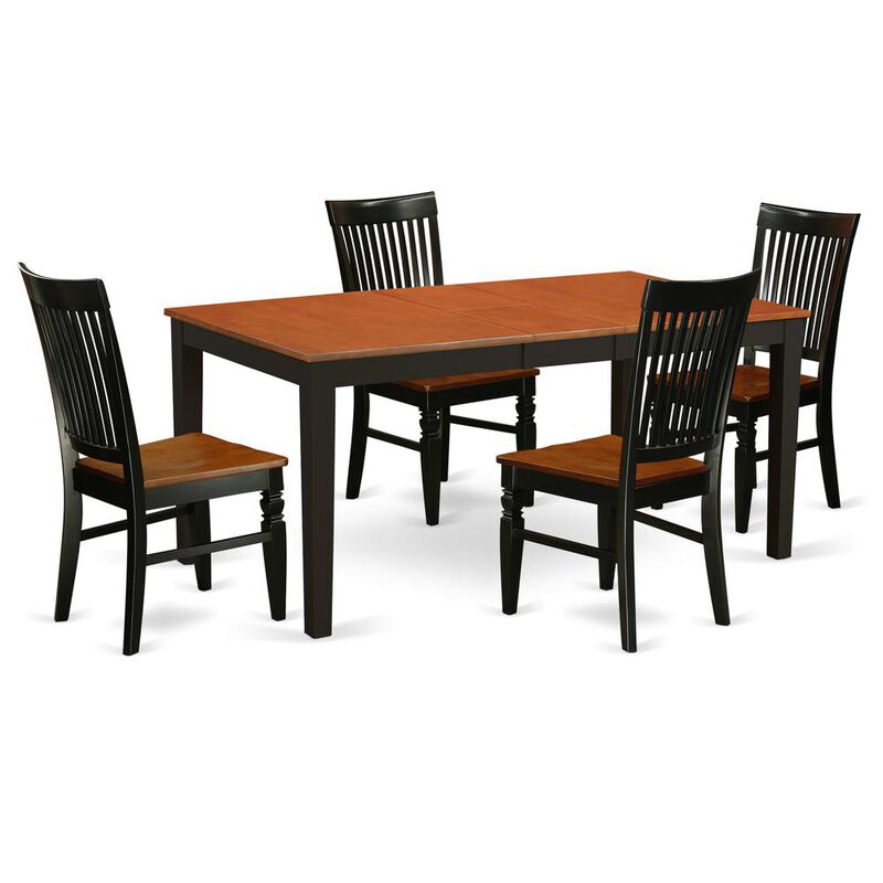 East West Furniture Dining Room Set Black & Cherry, NIWE5-BCH-W