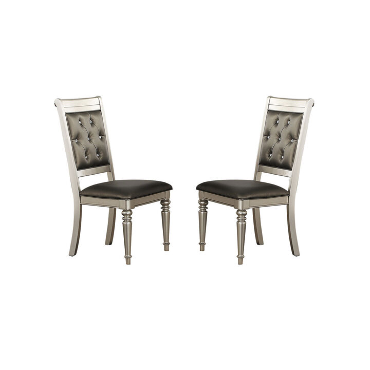 Streamdale Dining Chairs With Tufted Back, Silver(Set Of 2)