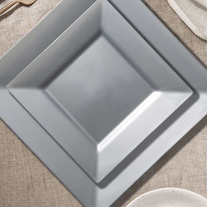 Silver Square Plastic Plates Dinnerware Value Set (40 Sets) image number 8