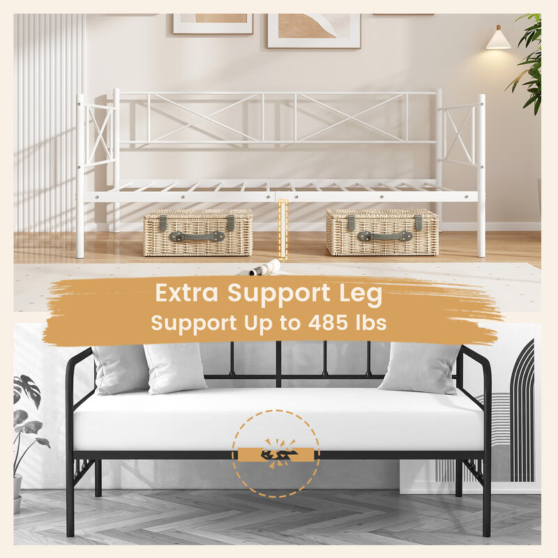 Sturdy Platform Bed with Metal Slat Support &ndash; Durable and Stylish Bedroom Design