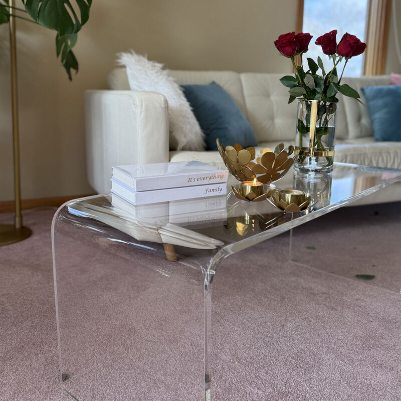 Hivvago 39" Acrylic Rectangle Coffee Table image number 6