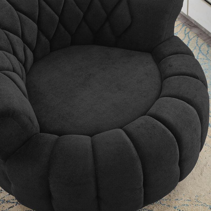 Merax 360&deg; Swivel Chenille Accent Chair with Channel-Tufted Design image number 4