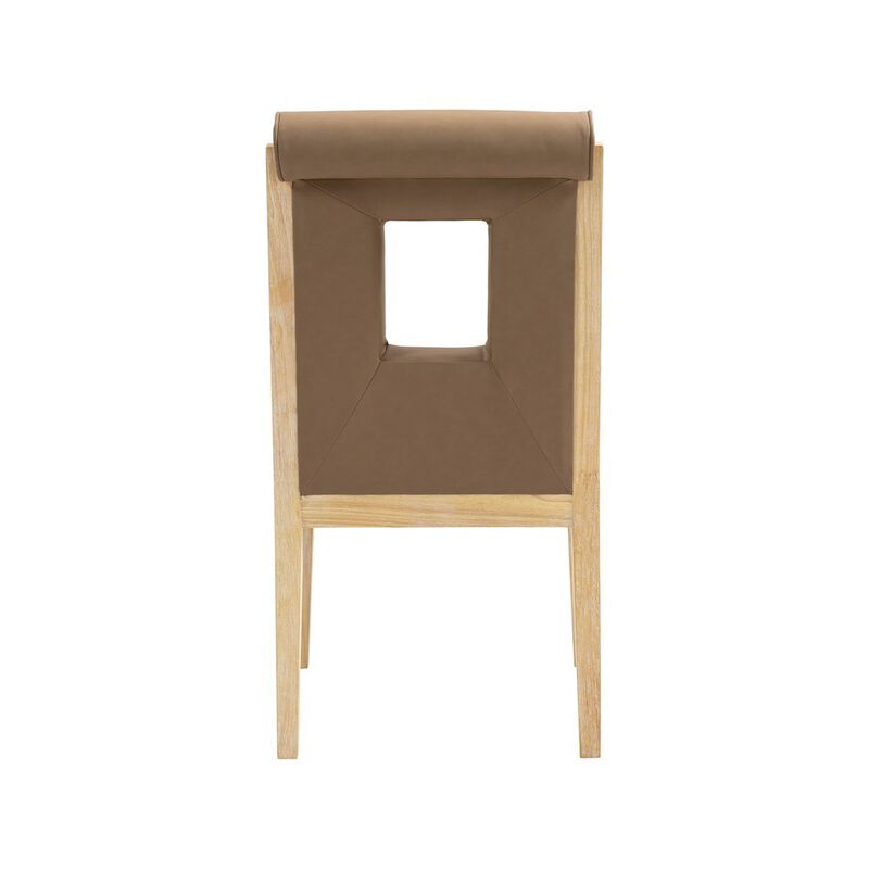 Meridian Furniture Gwendolyn Brown Vegan Leather Dining Side Chair, Set of 2