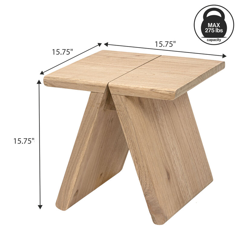 Jack Rustic Scandinavian Handcrafted Solid Mindi Wood Sculptural Base Accent Stool image number 3