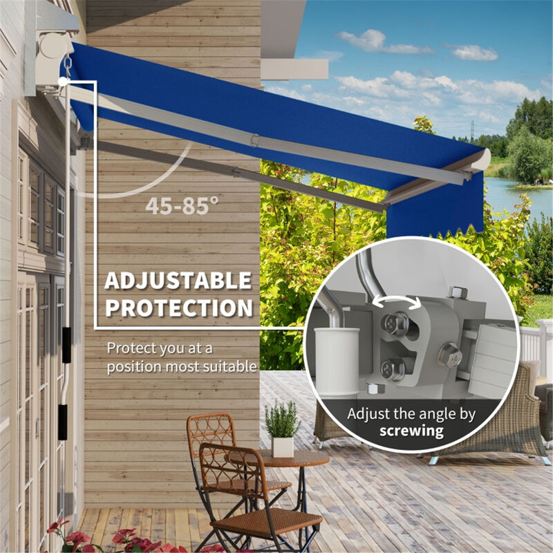 Manual Retractable Awning UV-Resistant Outdoor Shade Canopy for Home & Caf&eacute;
