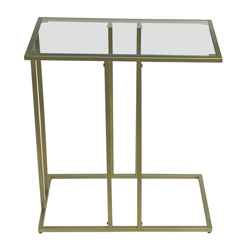 Carolina Living Serena End Table - Tempered Clear Glass - Antique Gold