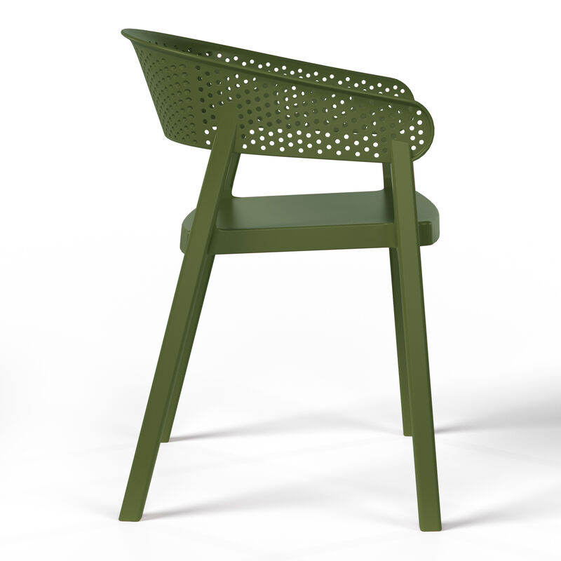 WestinTrends Outdoor Modern Stackable Plastic Resin Patio Dining Armchair (Set of 2) image number 2