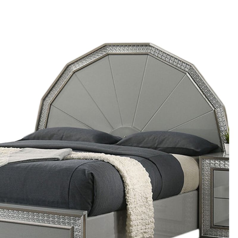 Queen Bedroom Set, Metallic Gray, Silver Wood, 2 Piece Set with Nightstand image number 3