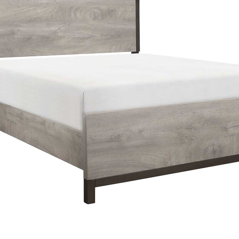 Queen Bedroom Set, Gray Wood, 3 Piece Set with 2 Nightstands image number 4