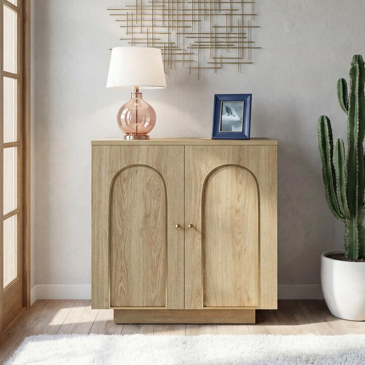 Accent Cabinet Office Storage Cabinet with 1 Shelf and Soft-Close Hinges, Arched Doors