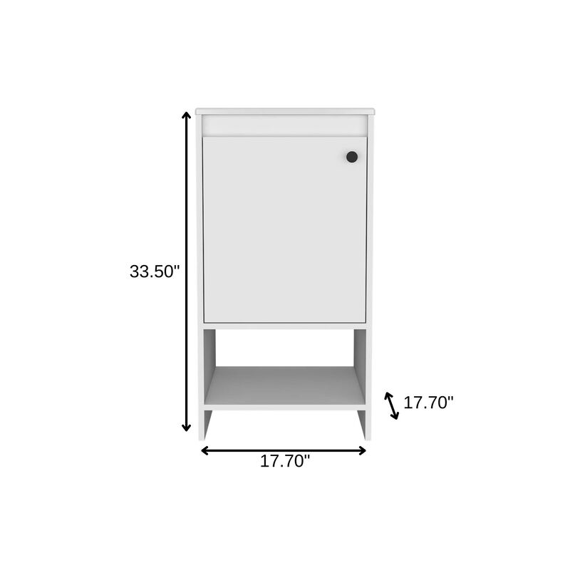 HomeRoots 18" White Wood Freestanding Single Door Bathroom Vanity With Sink image number 5