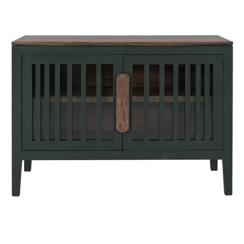 Maltie Sideboard Console Cabinet, 2 Doors, Forest Green Wood, 54 Inch - Benzara image number 1