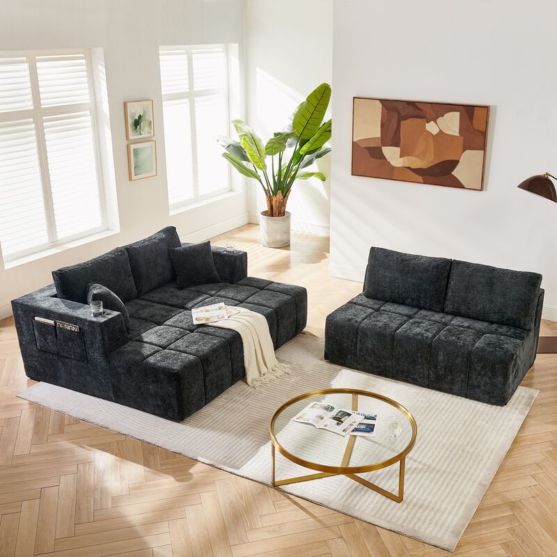 Gralte U-Shaped Chenille Sectional Sofa image number 3
