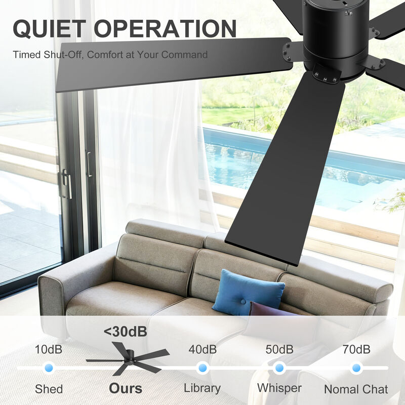 Breezary 2-Pack 42" Ceiling Fan No Light, 5 Blade, 6 Speed DC Motor, Reversible, Quiet Flush Mount, Remote Control image number 3