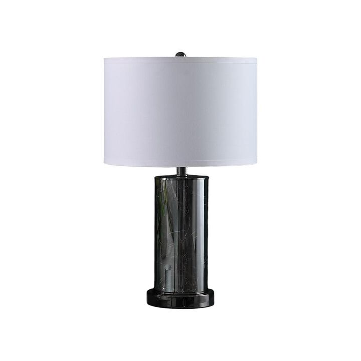 Hivvago 21" Glass LED Cylinder Table Lamp with Nightlight and White Drum Shade