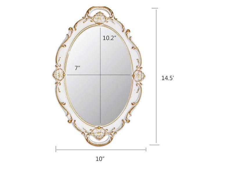 White Oval Wall Mirror &ndash; Vintage Hanging Decor, 14.5x10 Inch image number 2