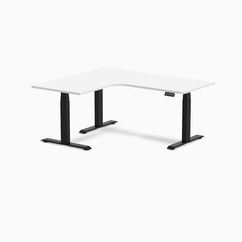 Desky L-Shape Curved Laminate Sit Stand Desk image number 0