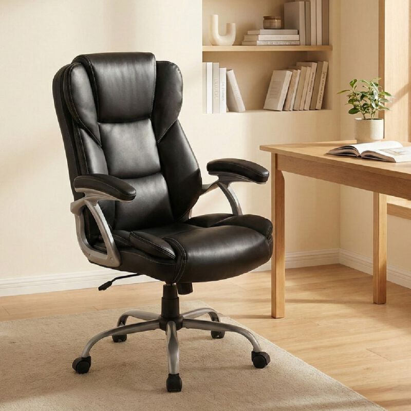 High Back Executive Office Chair with Leather Upholstery and Comfort image number 3