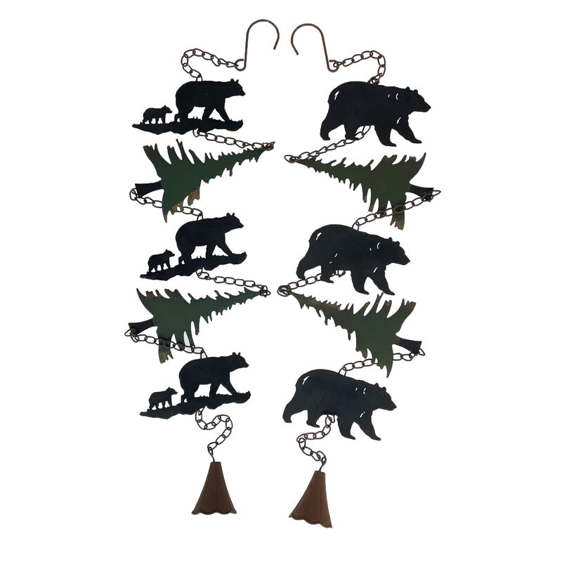 Set of 2 Rain Chains with Bears and Trees, 52-Inch, Decorative Downspout image number 0