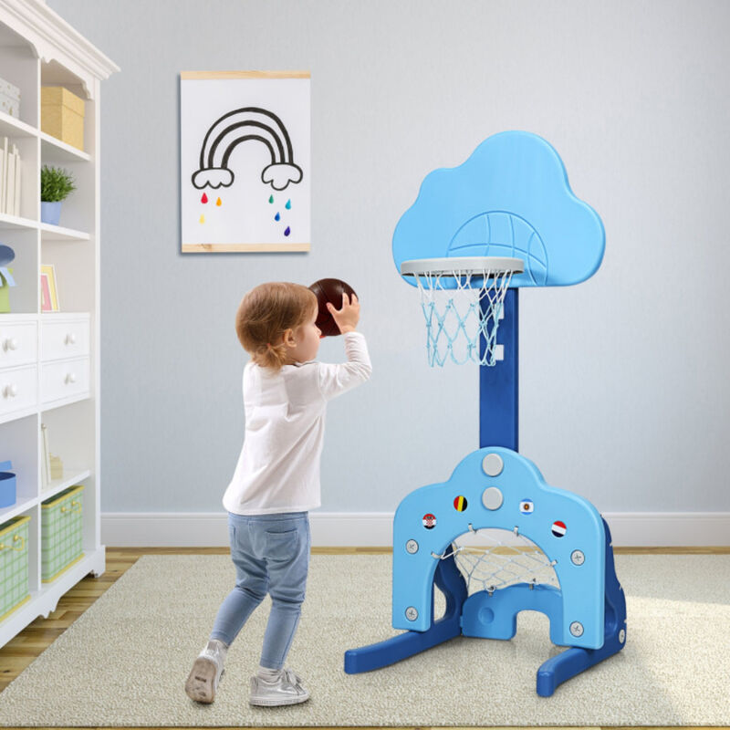 3-in-1 Adjustable Basketball Hoop Set for Kids with Balls, Height Adjustable Indoor Outdoor Playset image number 4