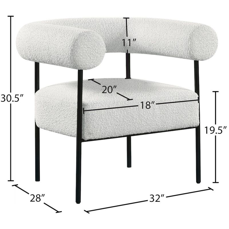 Meridian Furniture Blake Cream Boucle Fabric Accent Chair