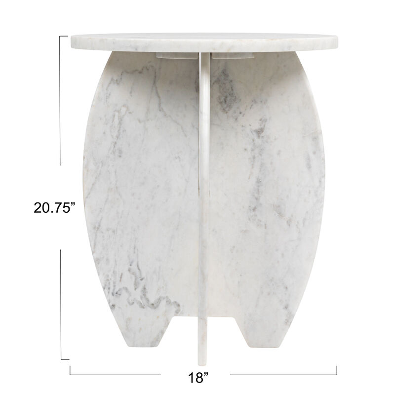 Rowena Interiors Modern Sculptural Marble Table with Interlocking Base, White image number 4