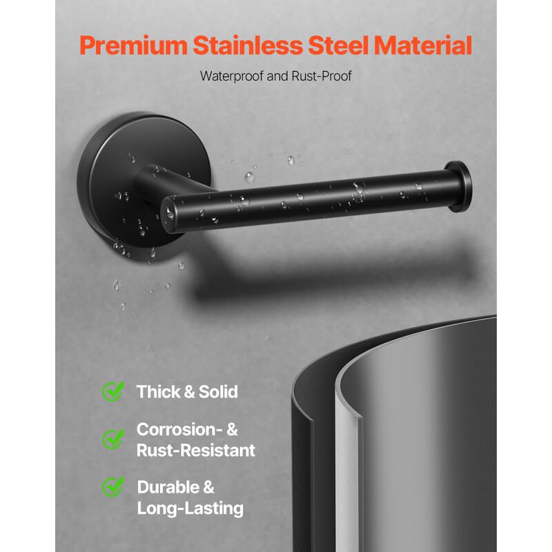 Wall Mount Toilet Paper Holder for Mega Rolls, Rust-Resistant Stainless Steel, Matte Black image number 3