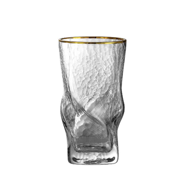 Grassi Gold Rimmed Hammer Twist Whiskey Glass (set of 4) - Size: 3.14"W x 5.31" H
