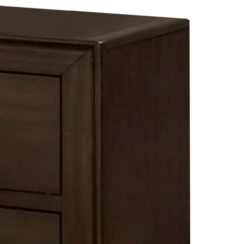 Nightstand with 2 Drawers and Metal Bar Pulls, Walnut Brown-Benzara